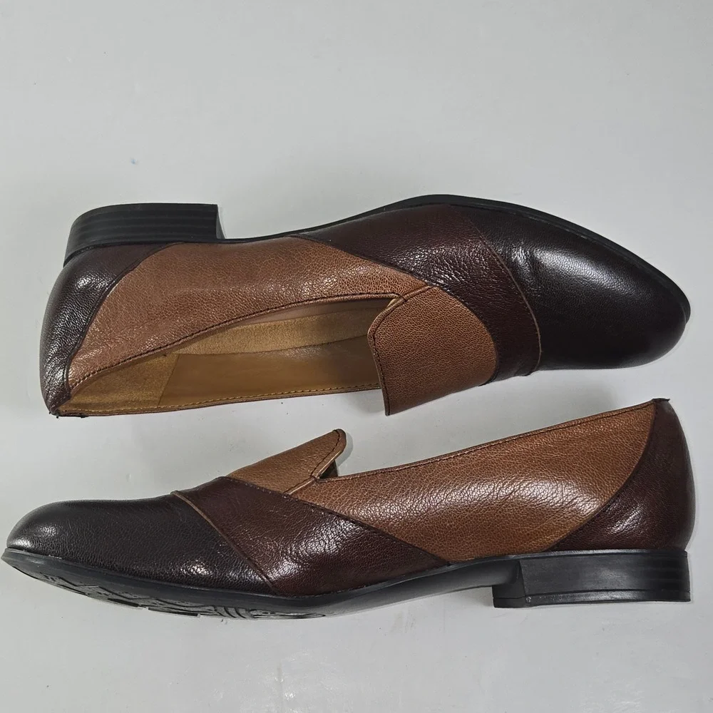 Naturalizer Coretta Women Brown Leather Block‎ Heel Loafer N5 Contour Size 9M